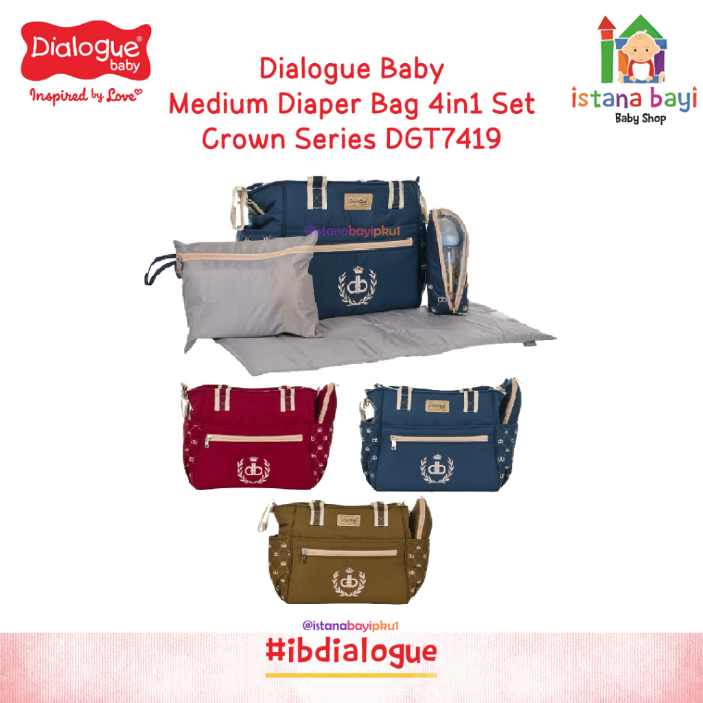 Dialogue Medium Diaper Bag 4in1 Set Crown Series DGT7419 / Tas Perlengkapan Bayi