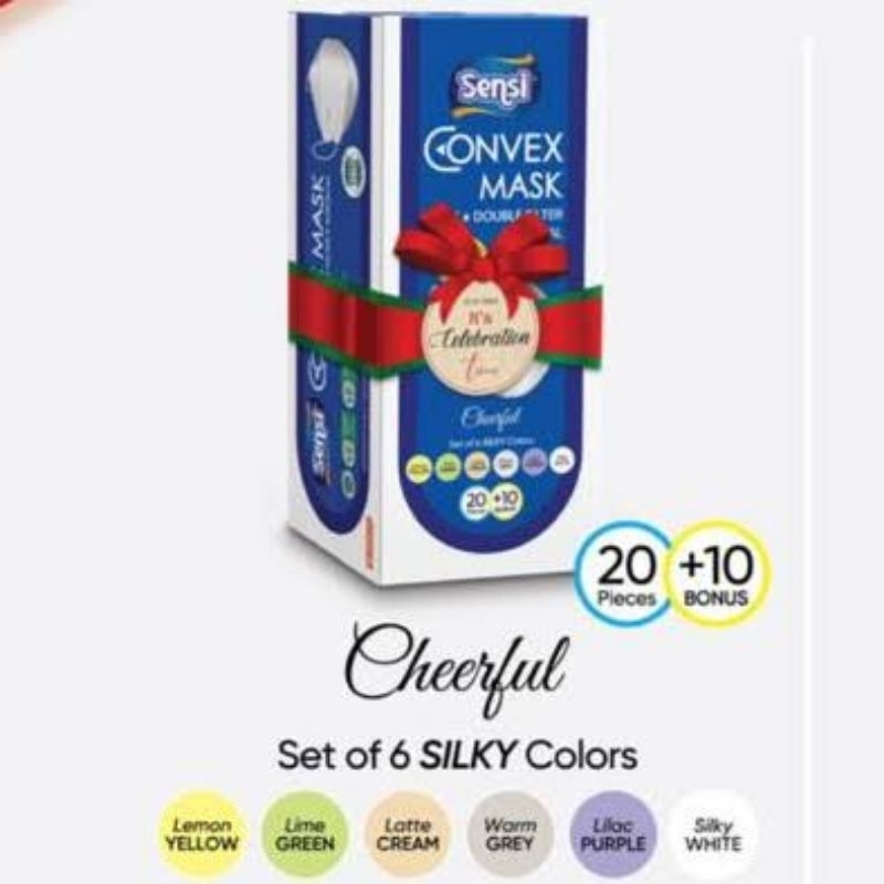 Masker Sensi Convex Mix Color-Sensi Convex Mask Earloop 4ply Mix Edisi Khusus 20 +10