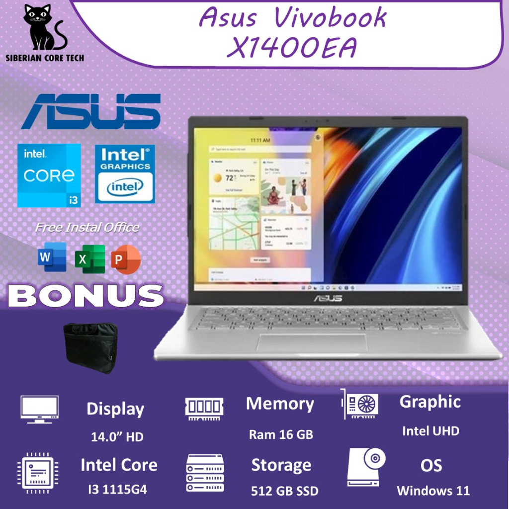 ASUS VIVOBOOK X1400EA I3 1115G4 16GB 512GB SSD W11 14.0 SLV