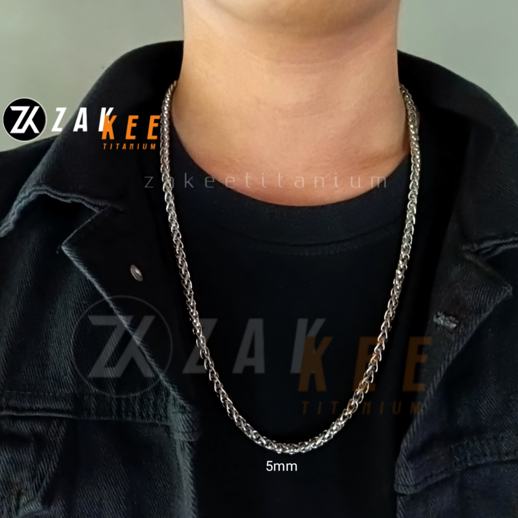 Kalung pria Titanium Rantai Silver Perak Anti Karat Rante Cowok Laki-laki Keren Panjang 50cm 60cm