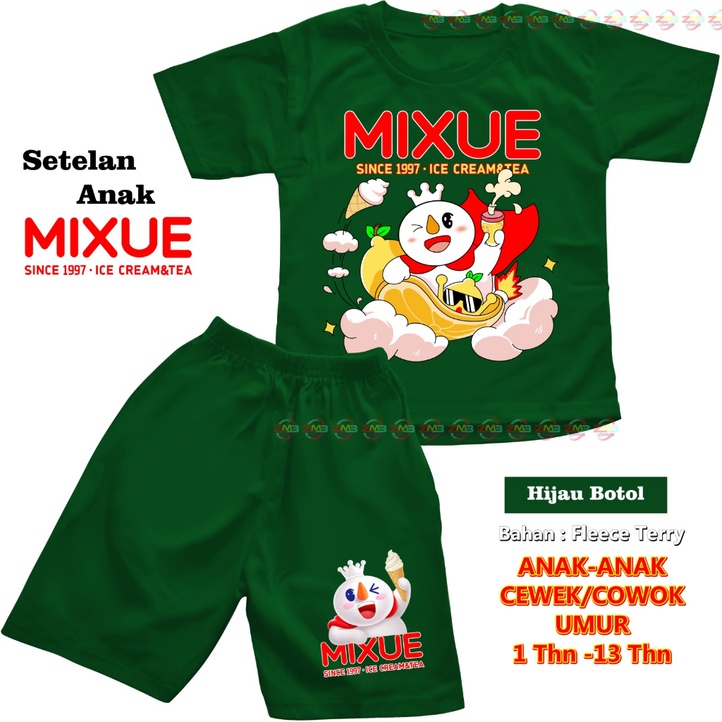 SETELAN ANAK PENDEK UNISEX CEWEK/COWOK 1-13 Tahun MIXUE DIGITAL SABLON