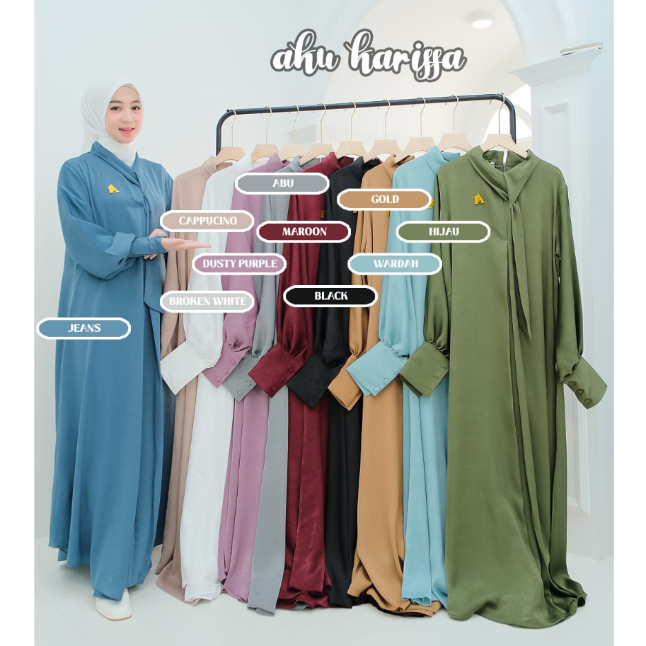 Dress Santorini Aku Karissa Cintia dan Alvina Gamis pesta wanita mewah kilap jatuh anggunly