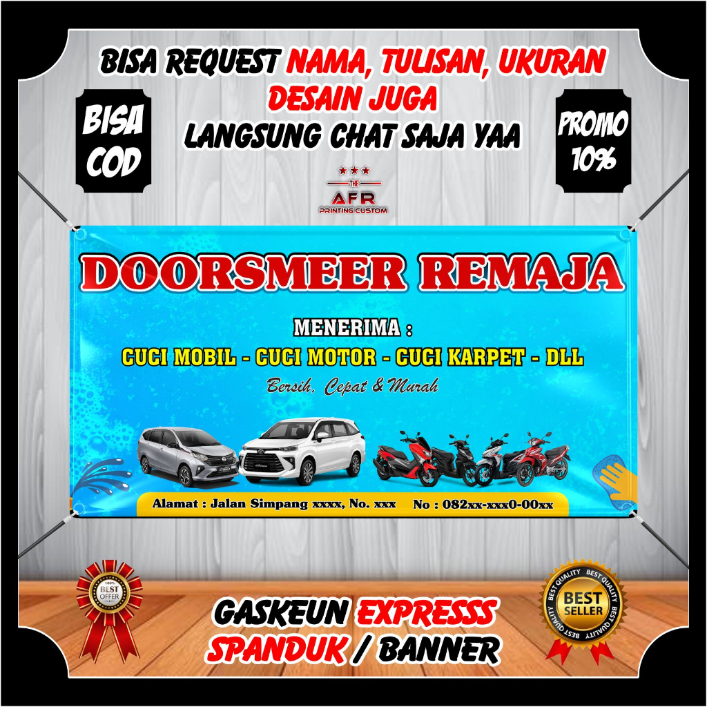 Spanduk Banner Jasa Steam Motor Mobil Banner Cucian Mobil & Motor Terbaru Motif Berkualitas