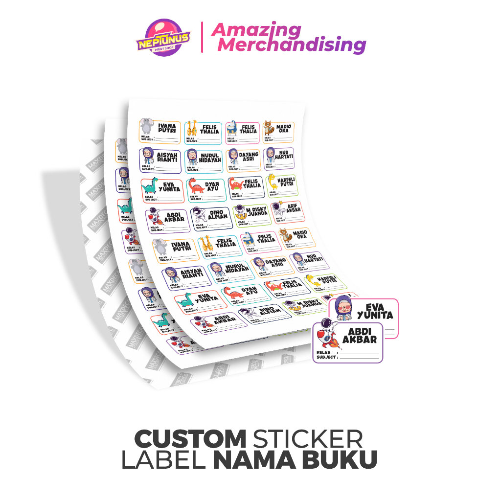 

Stiker Vynil/Chromo Label Nama Buku Ukuran A4 - Free Custom Design