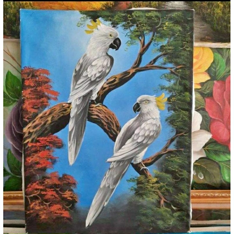 Lukisan Kanvas burung Kaka tua