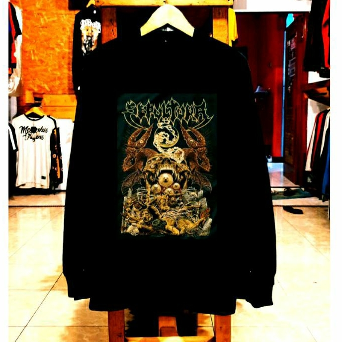 KAOS PANJANG BAND SEPULTURA METAL ORIGINAL DISTRO - KAOS PANJANG PRIA METAL BAND LUAR ORIGINAL DISTR