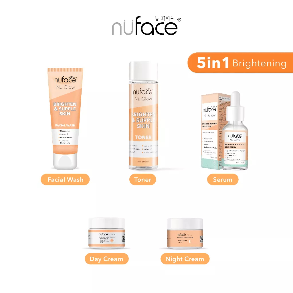 Nuface Skincare Fuji Brighten &amp; Supple Skin Paket Brightening Nu Face Nu Glow Paket Skincare Mencerahkan Wajah