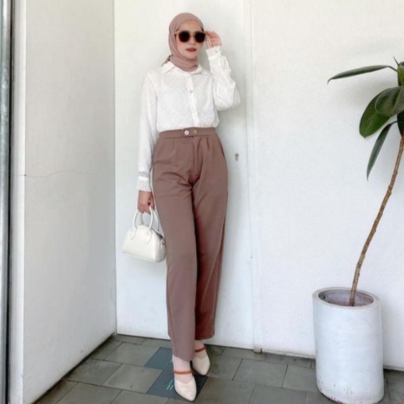 LOOSE PANTS JASMINE CELANA PANJANG WANITA BAHAN SCUBA CREPE PREMIUM