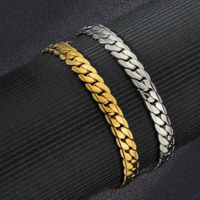 [ COD ]GELANG TITANIUM BAJA GOLD MODEL PUNK / GELANG RANTAI BAHAN TITANIUM ANTI KARAT DAN TIDAK PUDAR