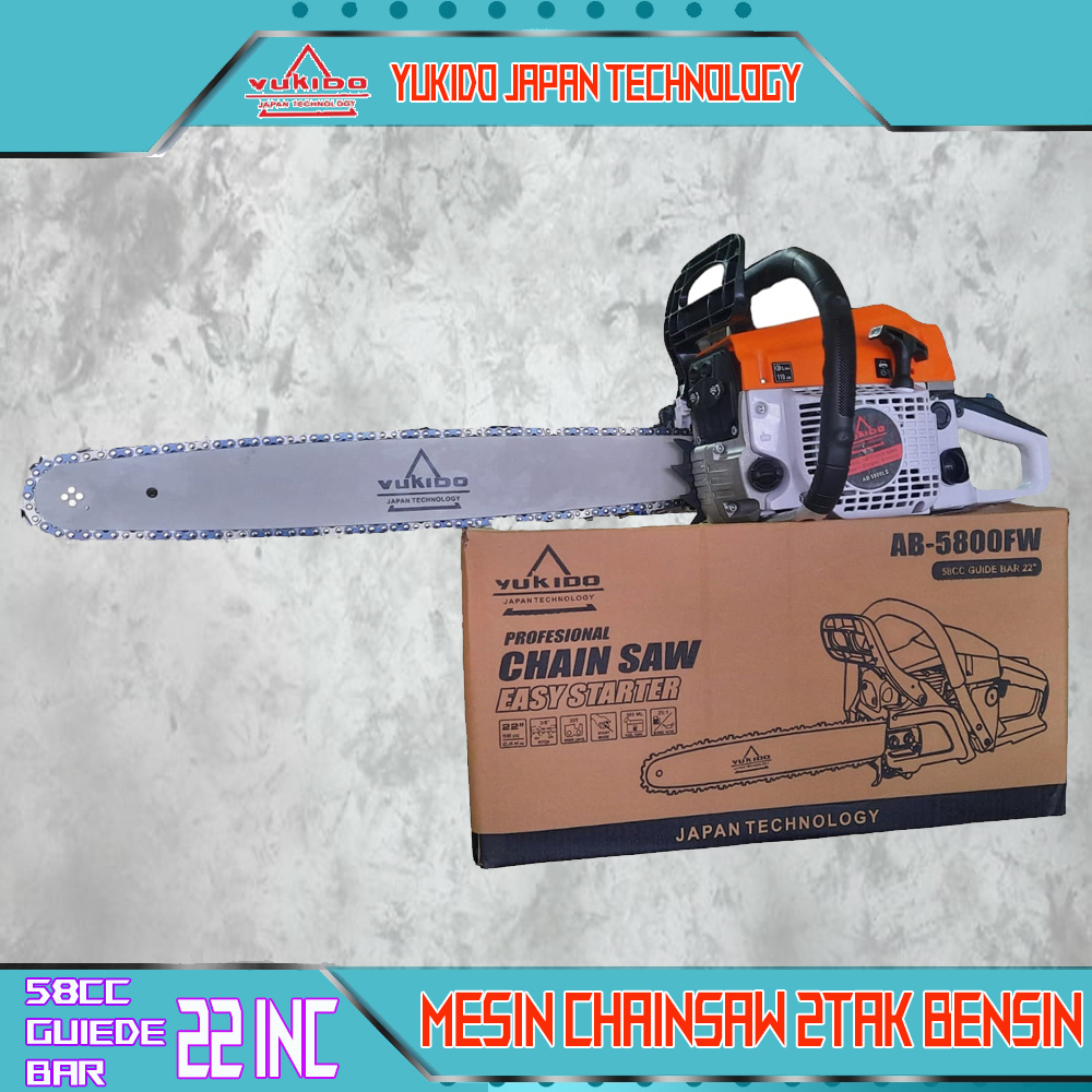 Termurah - Gergaji kayu/pohon alat menebang pohon Mesin Chainsaw 22in bar baja chainsaw GENMARU GMR 5800 chainsaw bar 22in mesin 2 tak free busi bosch 1 pcs