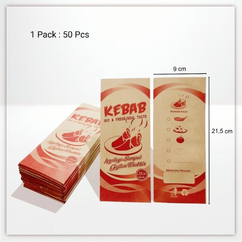 Box kebab Kemasan kebab Bungkus kebab Dus kebab Packing kebab (Kecil per 50 pcs)