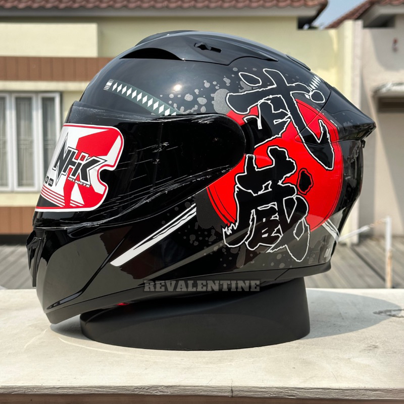 NHK GP PRIME BUSHIDO BLACK RED ORIGINAL | Helm Full Face Motif Kanji Jepang Ori SNI DOT