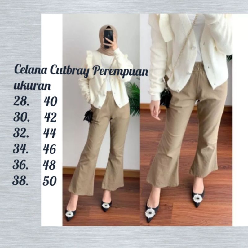 Celana Cutbray Wanita Jumbo Bahan Chino Melar