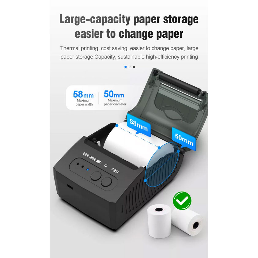 ZJiang Mini Portable Bluetooth Thermal Receipt Printer - ZJ-5811 - Black