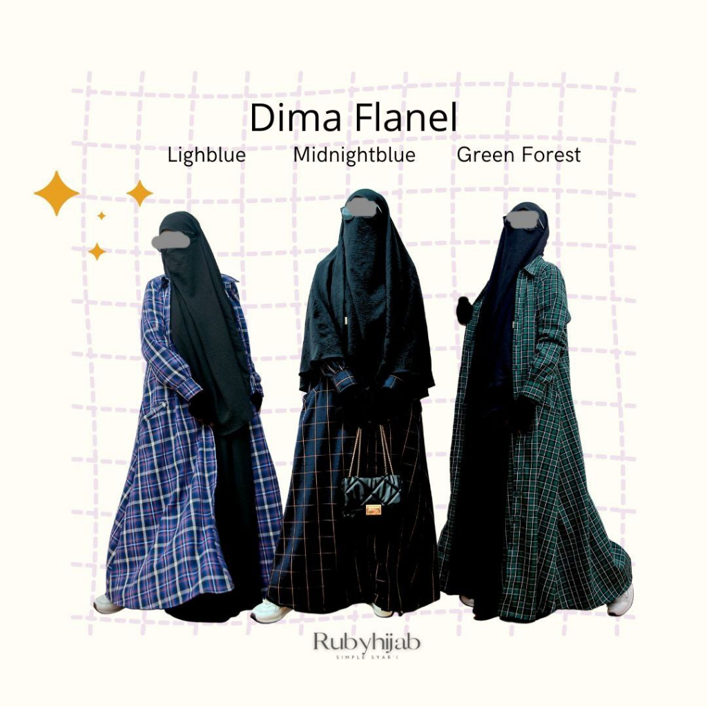 Ruby hijab -Dima Flanel outer panjang gamis cardigan panjang muslimah