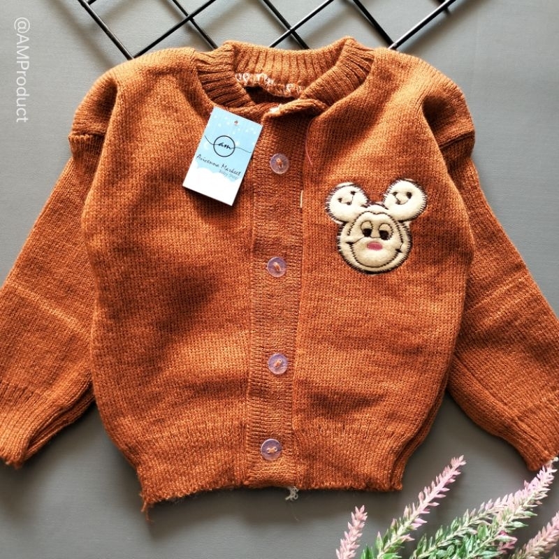 sweater jaket rajut bayi 0-6 bulan