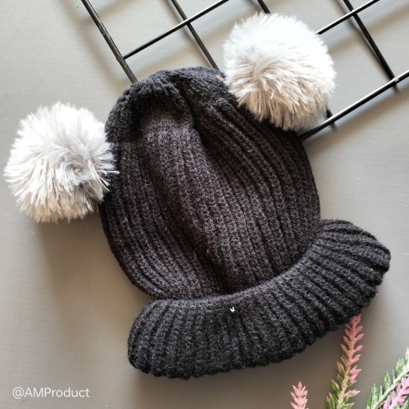 topi kupluk bayi pompom polos