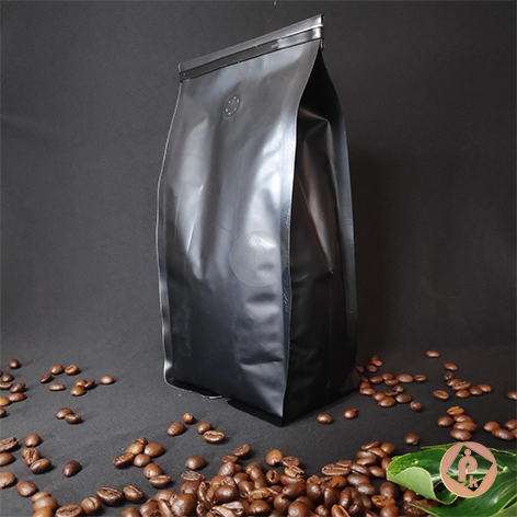Kemasan Gusset Hitam 1kg Quad Seal | Kemasan Kopi Alumunium Foil | Kemasan Gusset Biji Kopi