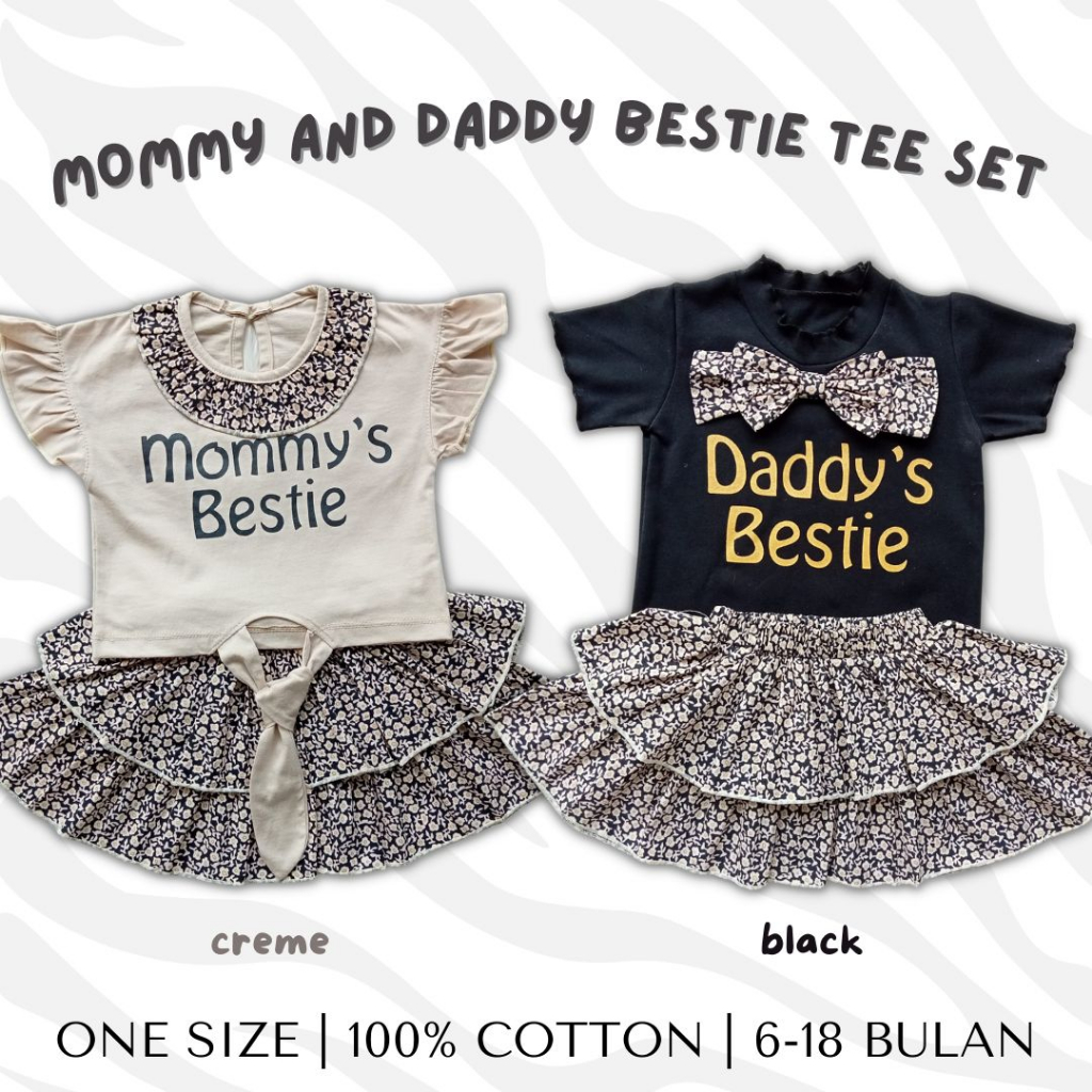 GROSIR Mommy + Daddy bestie tee set