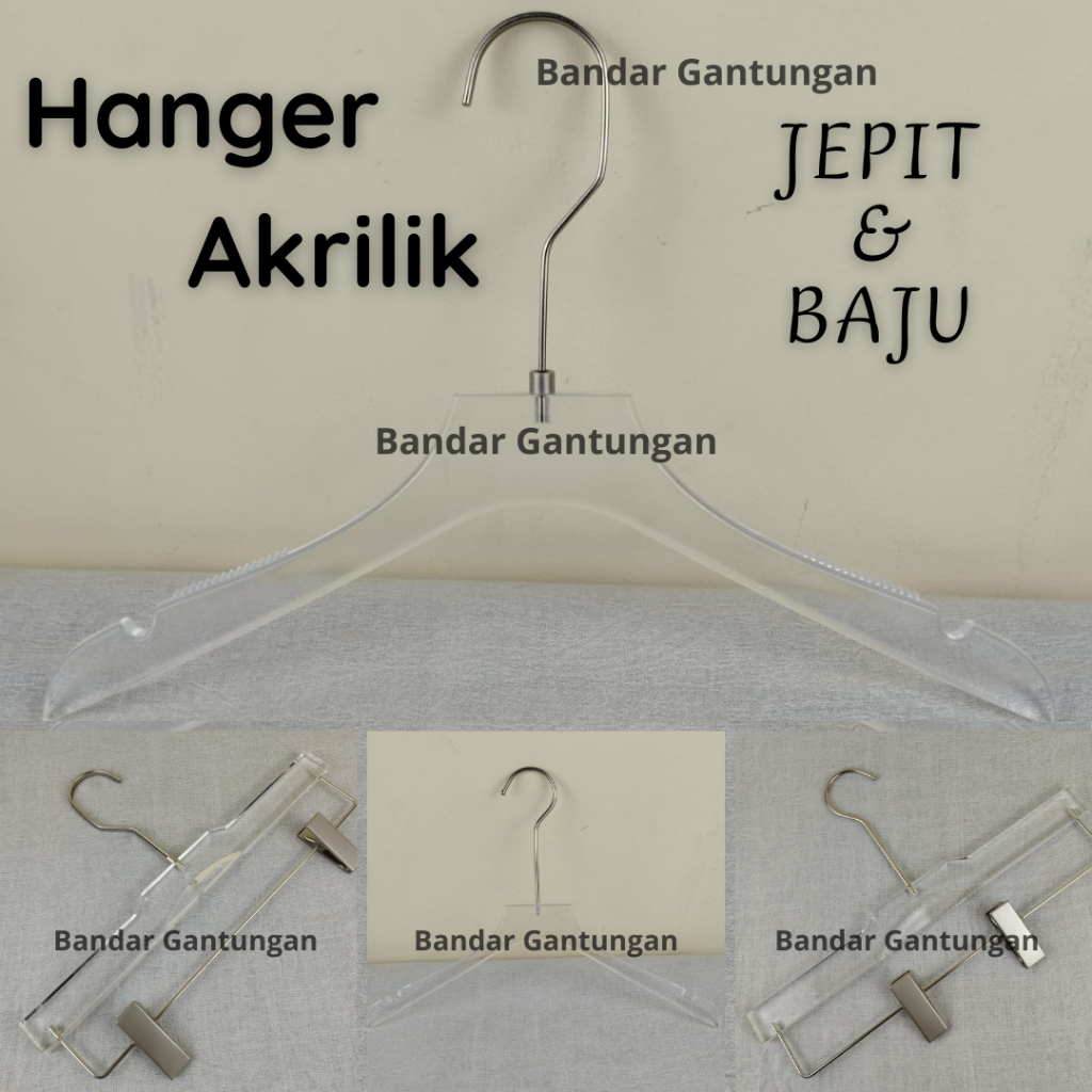 Hanger Akrilik Transparan Cloth Hanger Acrylic Dewasa Gantungan Baju Transparant Tebal Bening Gantungan Tebal-BH