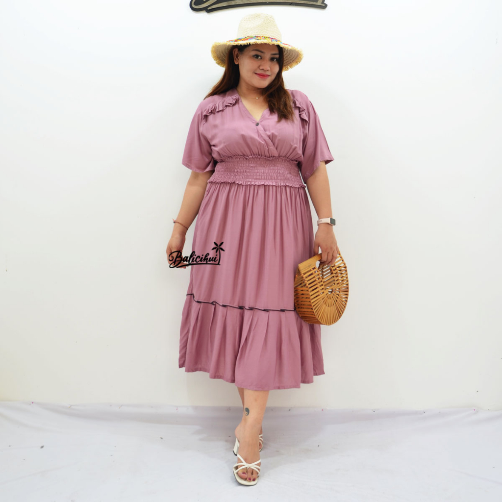 Balicihui Dress Janice Dress Midi Plus Size Jumbo Big Size Busui Friendly