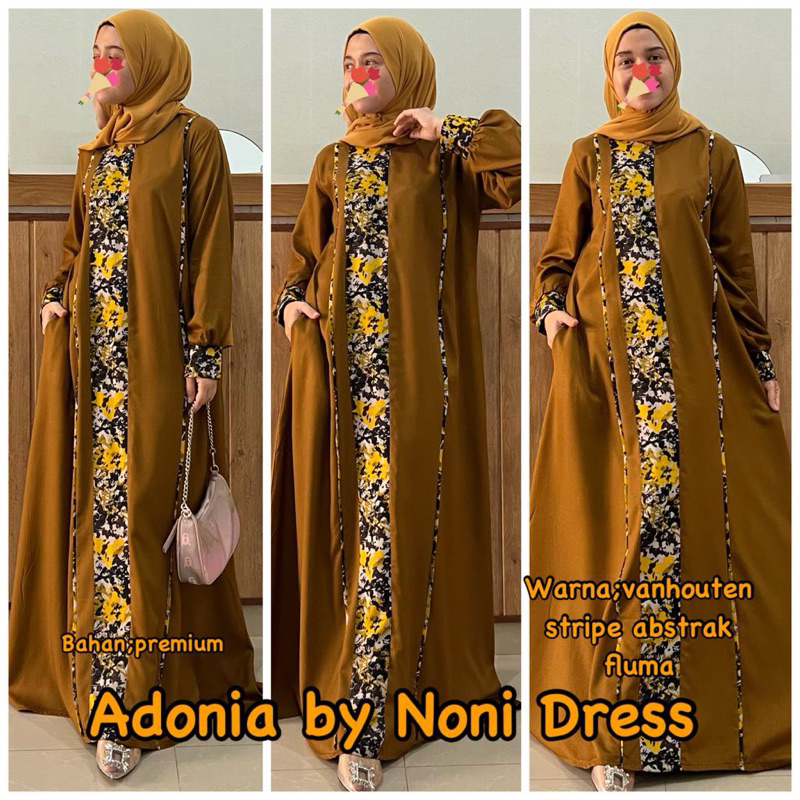 Daster Arab Noni ADONIA Maxi Dress Busui Gamis Rayon Twill Ori