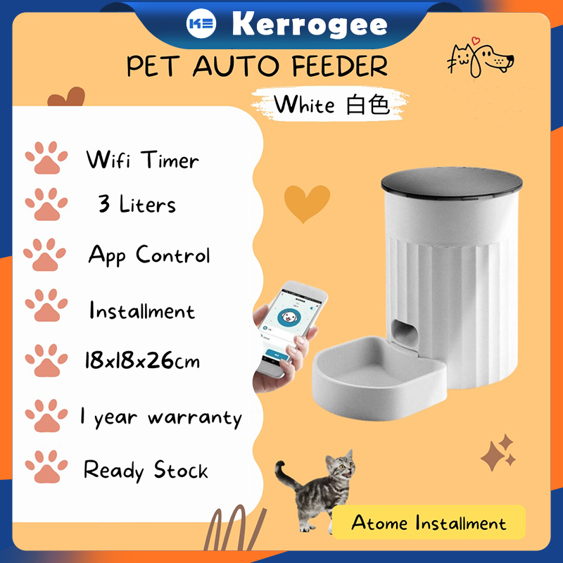 ⚡App+Wifi+Remote Control⚡ Automatic Pet Feeder Dispenser Kontrol Jarak Jauh Smart Pet Feeder Timed Quantification 3 liter Smartlife APP