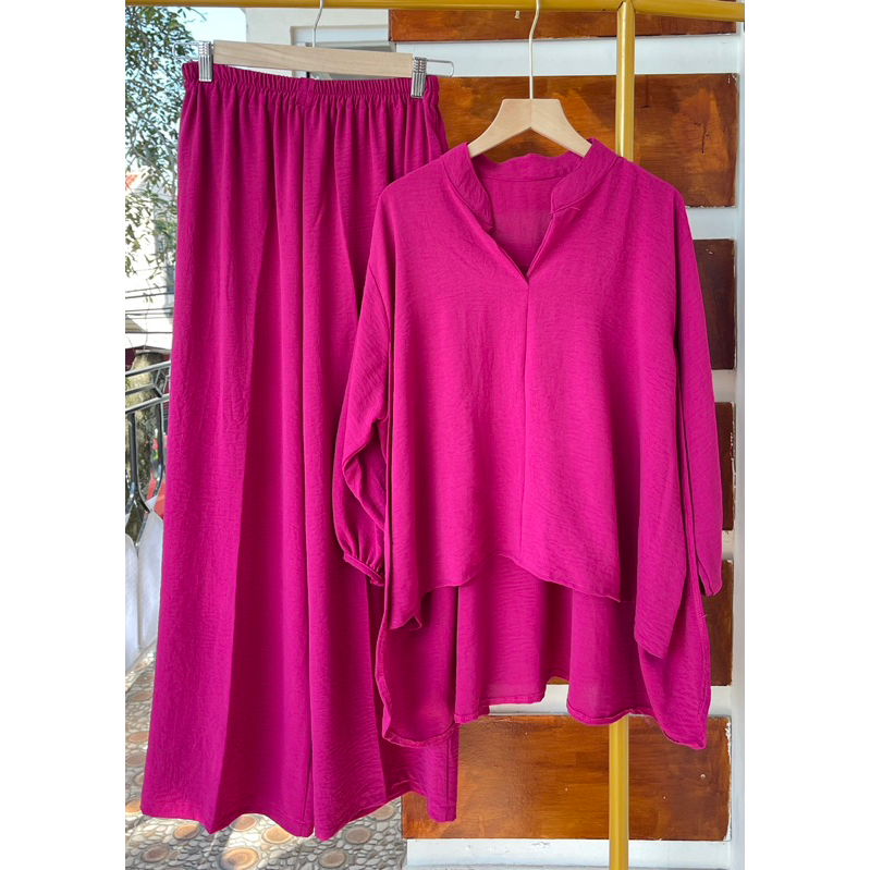 SETELAN WANITA TAMARA CRINKEL AIRFLOW PREMIUM/ONE SET BLOUSE CRINKEL AIRFLOW PREMIUM/SETELAN KAMEJA WANITA TERBARU/SET KAMEJA JUMBO