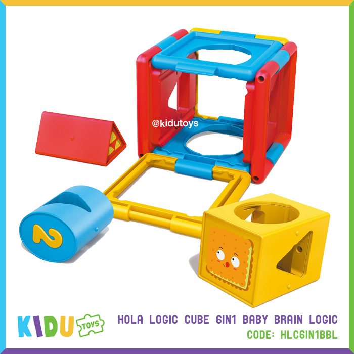 Mainan Edukasi Anak Mengenal Bentuk Hola Logic Cube 6in1 Baby Brain Logic Kidu Baby