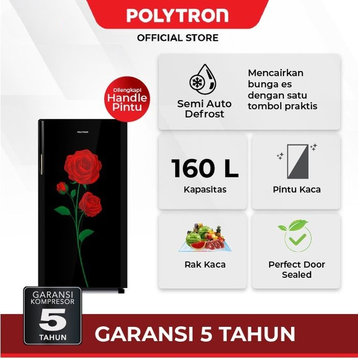 Kulkas Polytron 1 pintu Belleza Varia 160 liter PRA 16 DRX