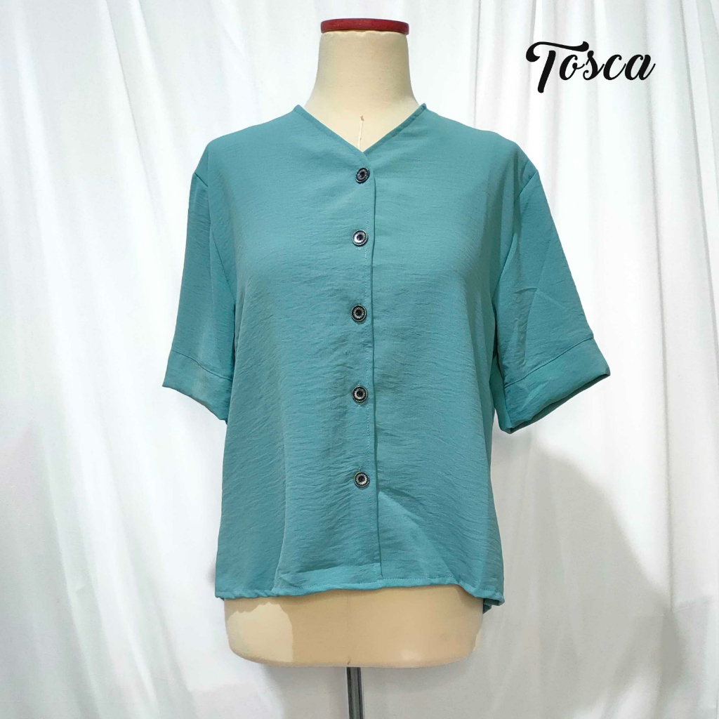 Funie3 Alita Blouse Atasan Wanita Bahan Crinkle V-Neck