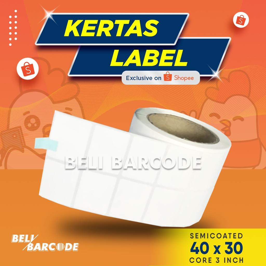 Stiker Label Semicoated 40 x 30 mm 2 Line isi 2.000 Core Besar