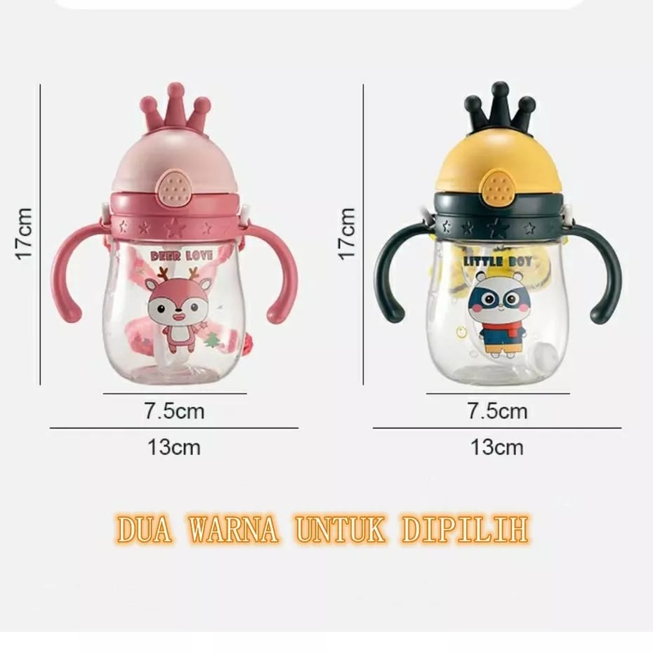 BOTOL MINUM BAYI TRAINING SEDOTAN + TALI / BOTOL MINUM ANAK LUCU MAHKOTA TERBARU YQ 0101