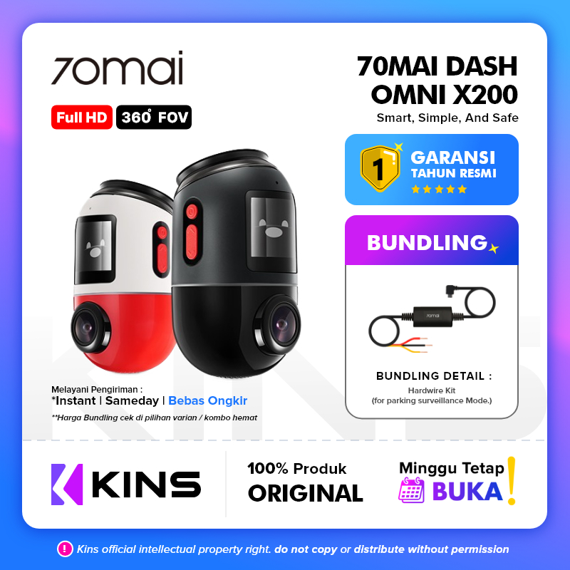 70mai Dash Cam Omni X200 360° Full View 4G Connect HD 1080P FOV 140°