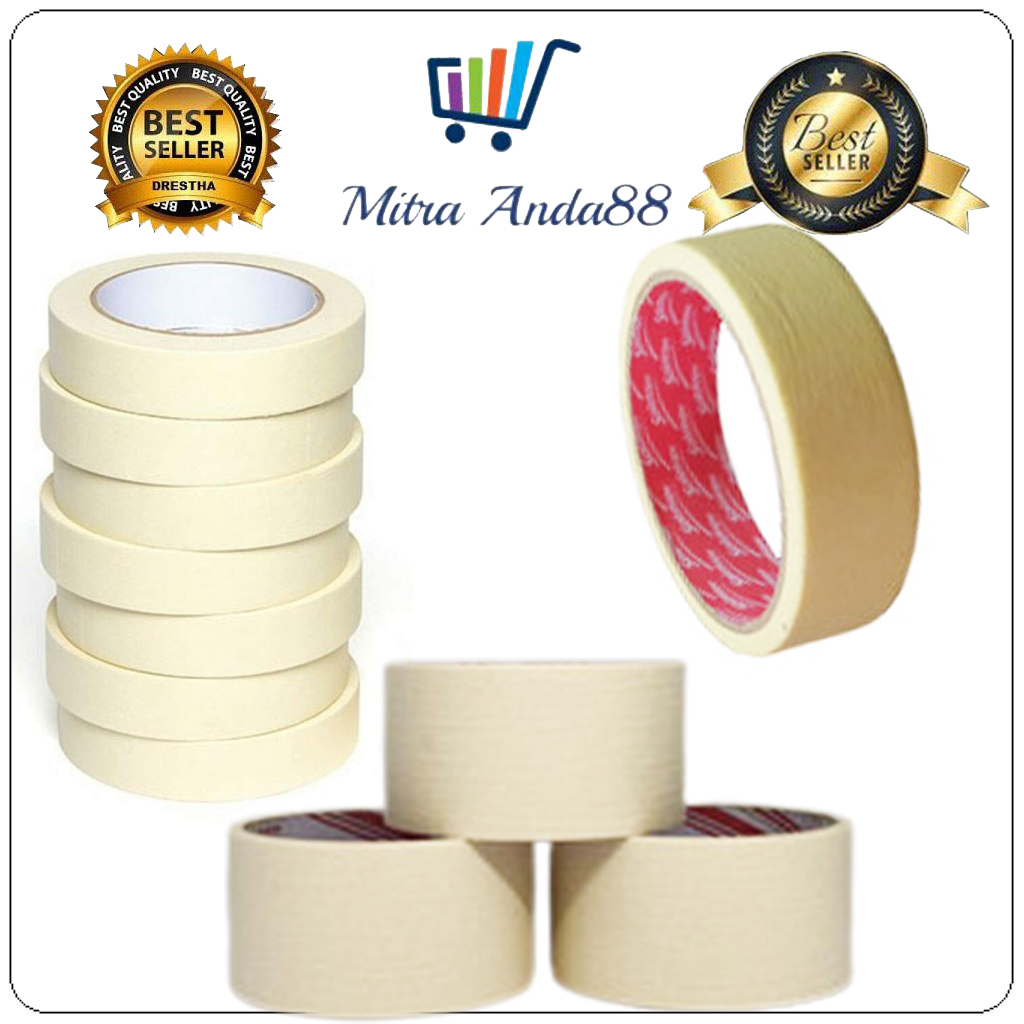 

Mitraanda88 Isolasi Masking tape selotip kertas 24MM dan 48MM LAKBAN KERTAS 1 INCH 2 INCH