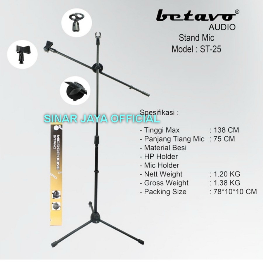 STAND MIC BETAVO ST 25 PROFESIONAL STAND MICROPHONE AUDIO PRO