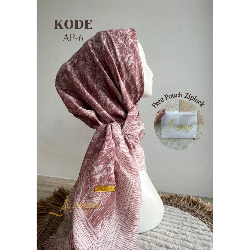 VOAL MOTIF FREE POUCH - HIJAB SEGIEMPAT BAHAN VOAL MOTIF PREMIUM (GRATIS POUCH)