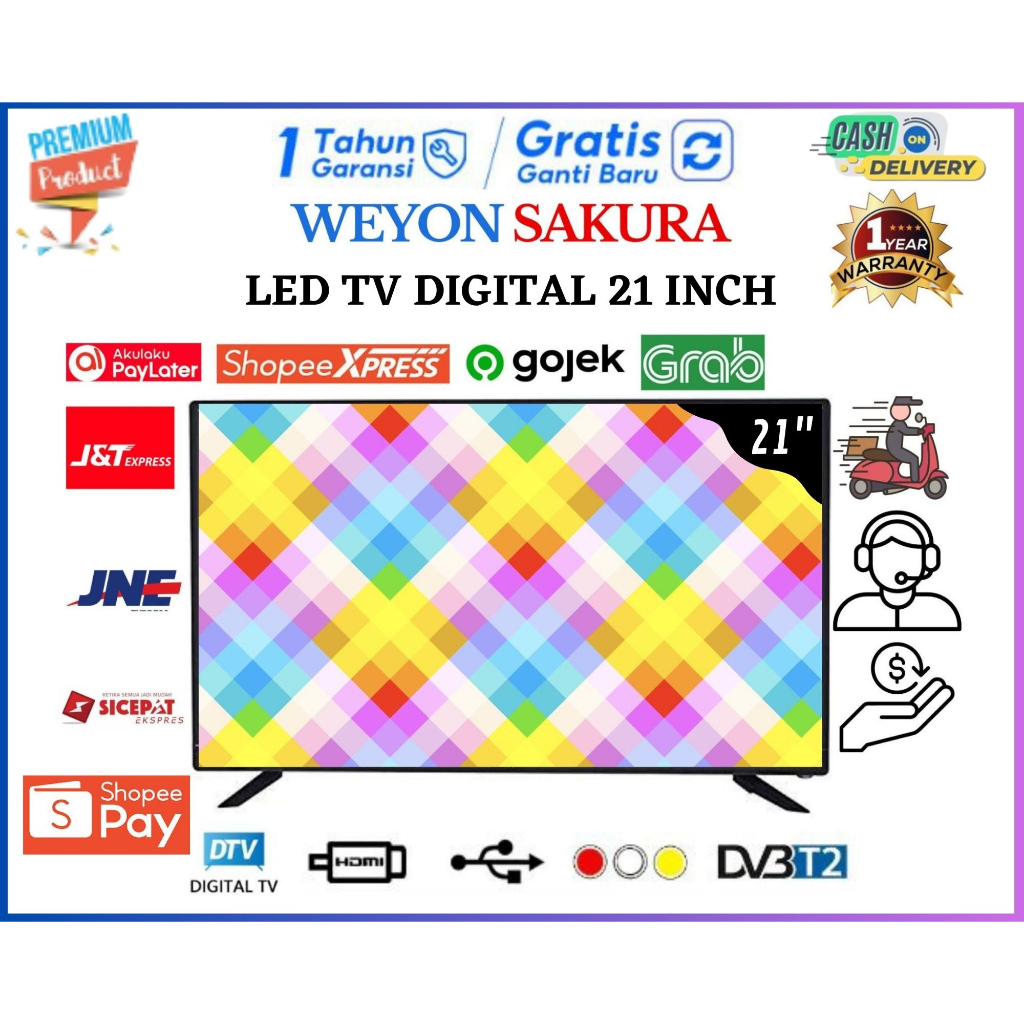 Promo Weyon TV LED 21inch Digital Full Layar HD Garansi 1 Tahun MONITOR/CCTV/TV LED