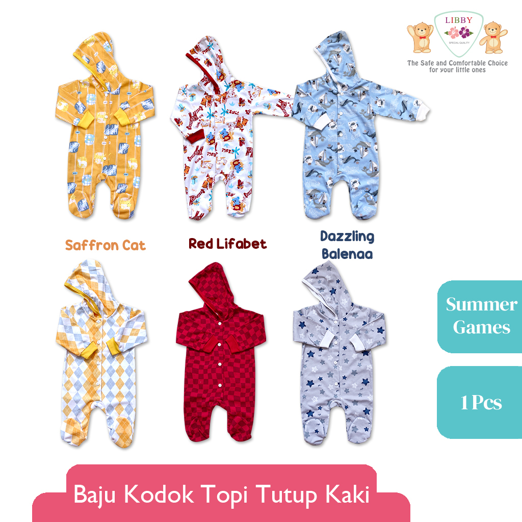 [Size Newborn NB] Libby Jumper Panjang Topi Tutup Kaki