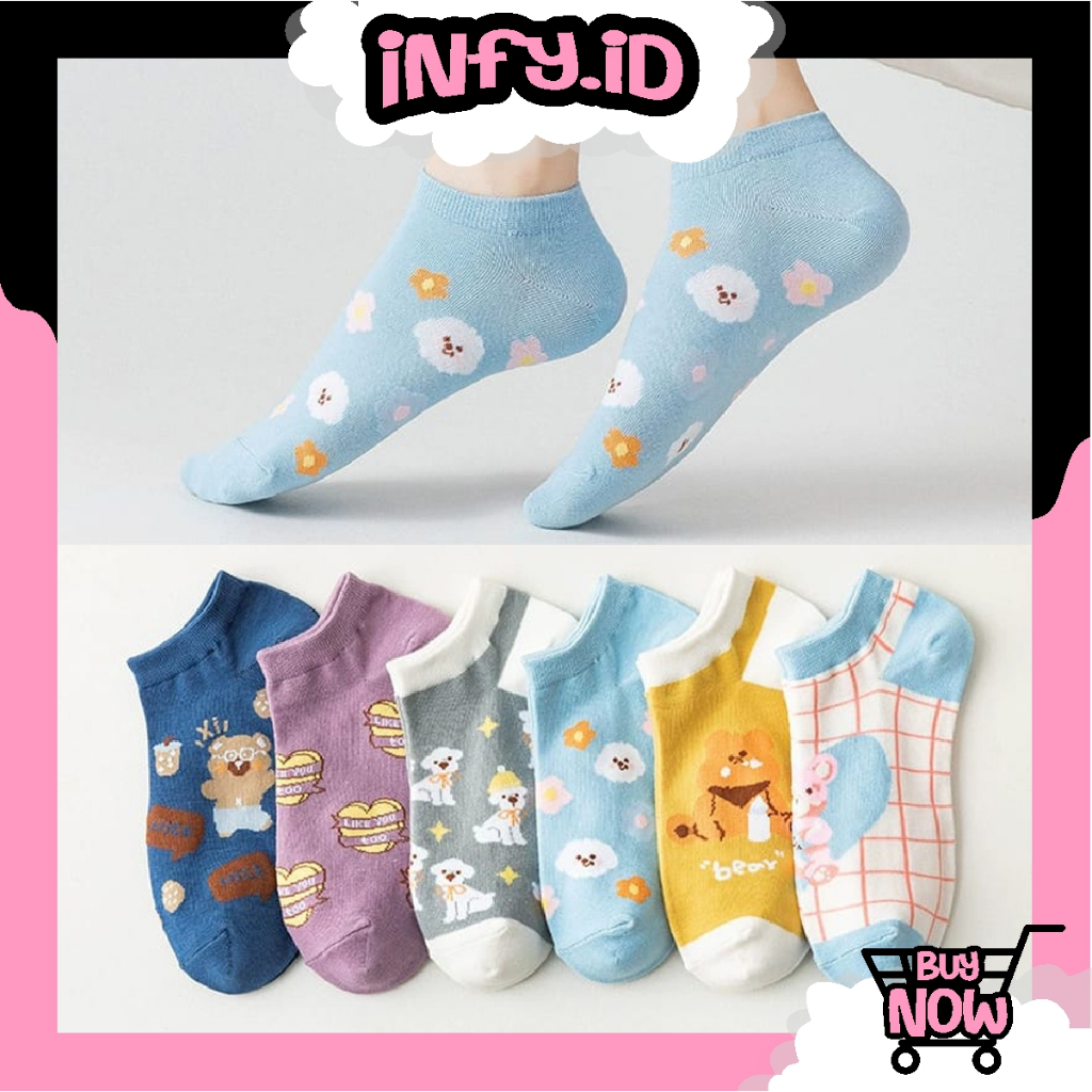 INFY - Kaos Kaki Fashion Wanita Korea Style Motif Kartun Karakter Women Sock Import KK120