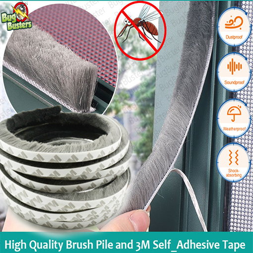 GANCHUN Lis Strip Pintu Brush Strip Sealing Sound Insulation 9 x 9 mm 5M - KK-062 - Gray Pita Sikat 