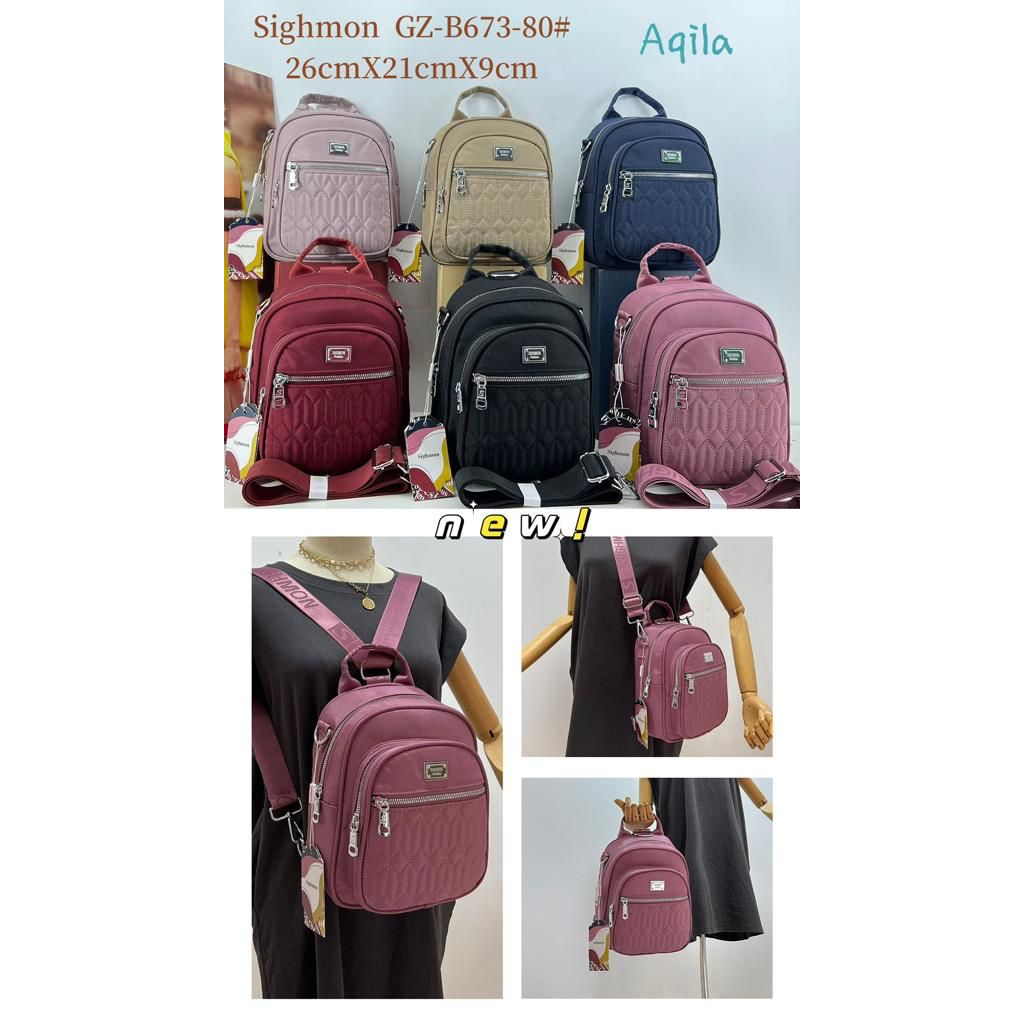 (PINK_IMP) New Import Tas Ransel Sighmon Fashion Wanita . Full Emboss