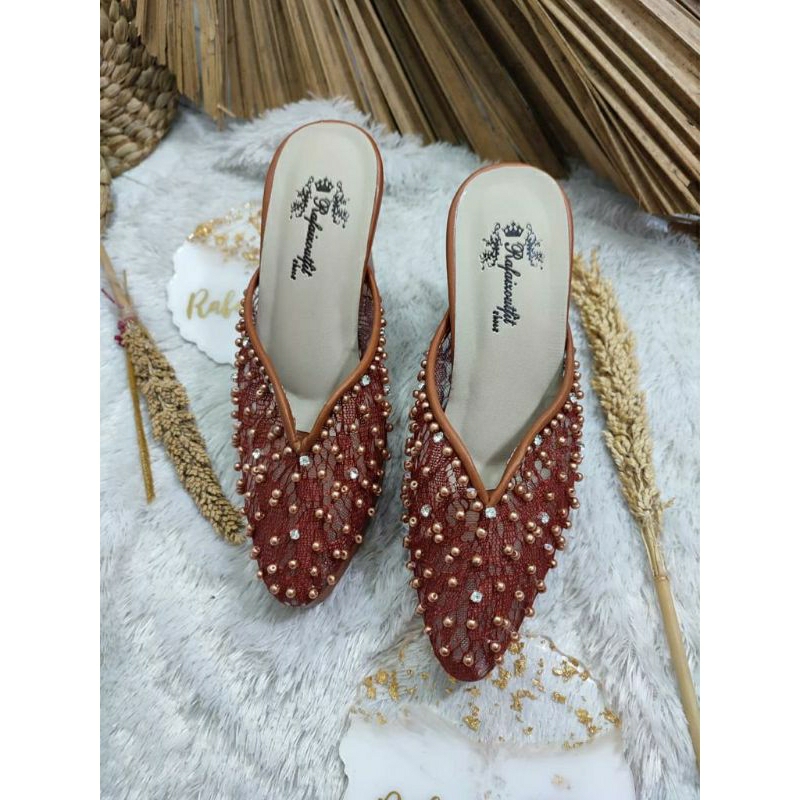 Sepatu wedding pesta Cantik Yasmika Teracota 9cm tahu