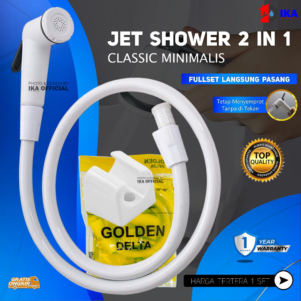 Jet Shower Cebok Toilet Bidet Warna - 1/2 Inch - High Quality / Shower Cebok Jet Shower Shower toilet Bidet Semprotan air Spray Closet / wc Semprotan pistol pancuran selang air pembersih otomatis on off