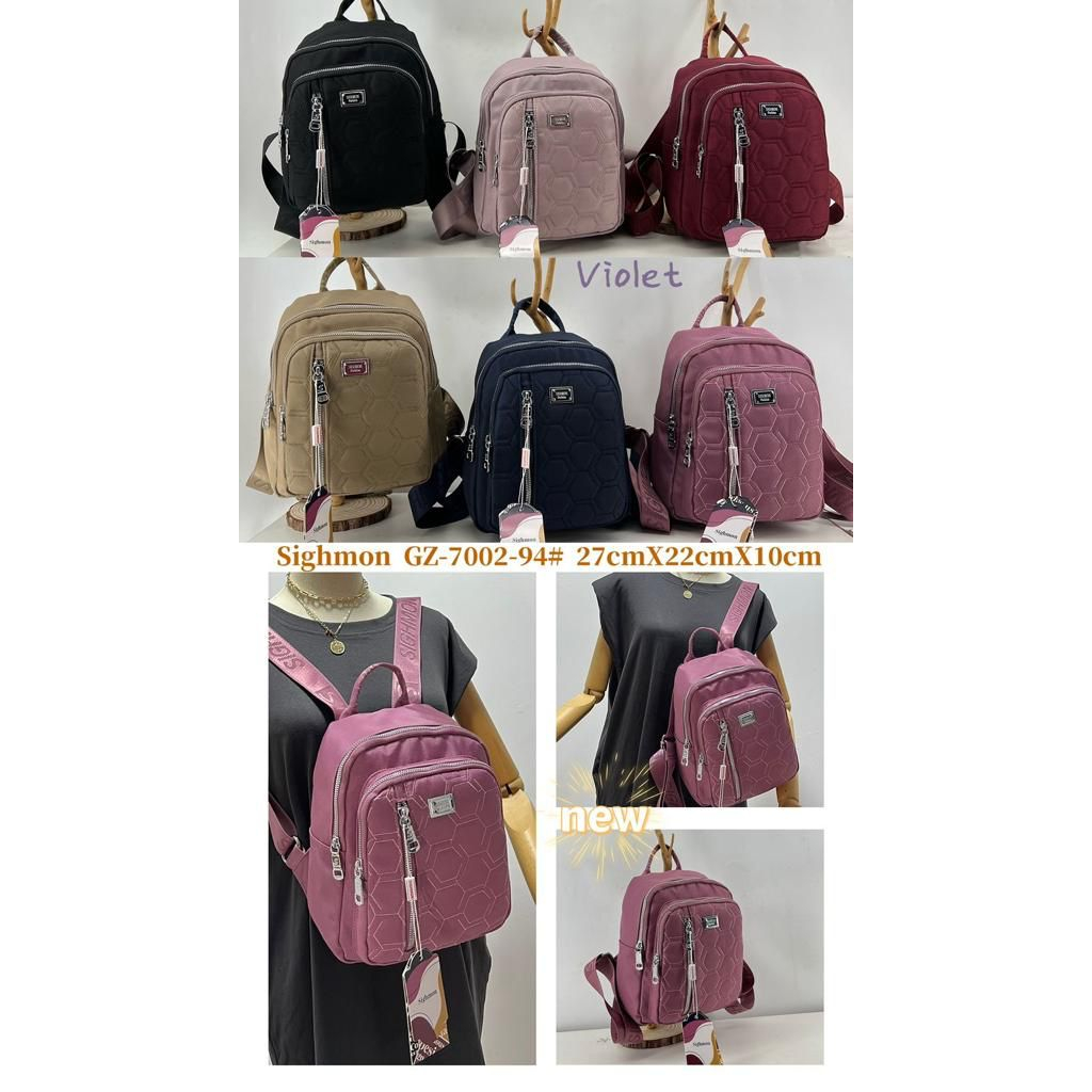 (PINK_IMP) New Import Tas Ransel Sighmon Fashion Wanita . Full Emboss