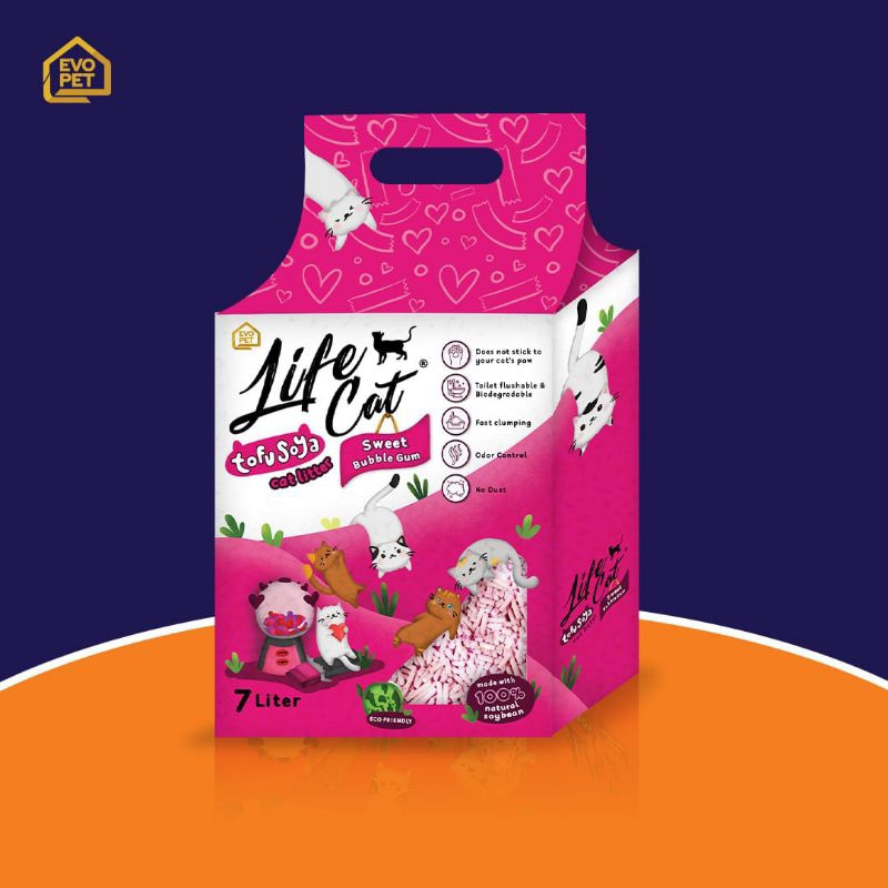 Terbaru pasir life cat tofu 7litter aroma sweet bubble gum kualitas bagus