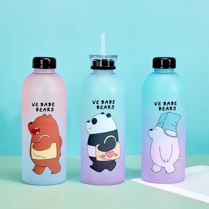 Botol Minum 1000ml Motif We Babe Bears Dengan Sedotan Anti Bocor BY SMOLL