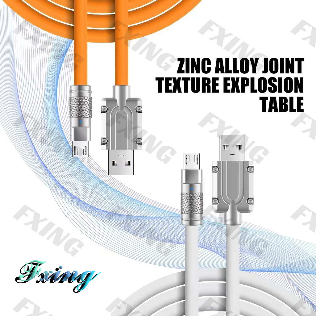 Fxing 120W Tipe-C Kabel Data 6A Fast Charging Zinc Alloy 120CM Length Data Cable