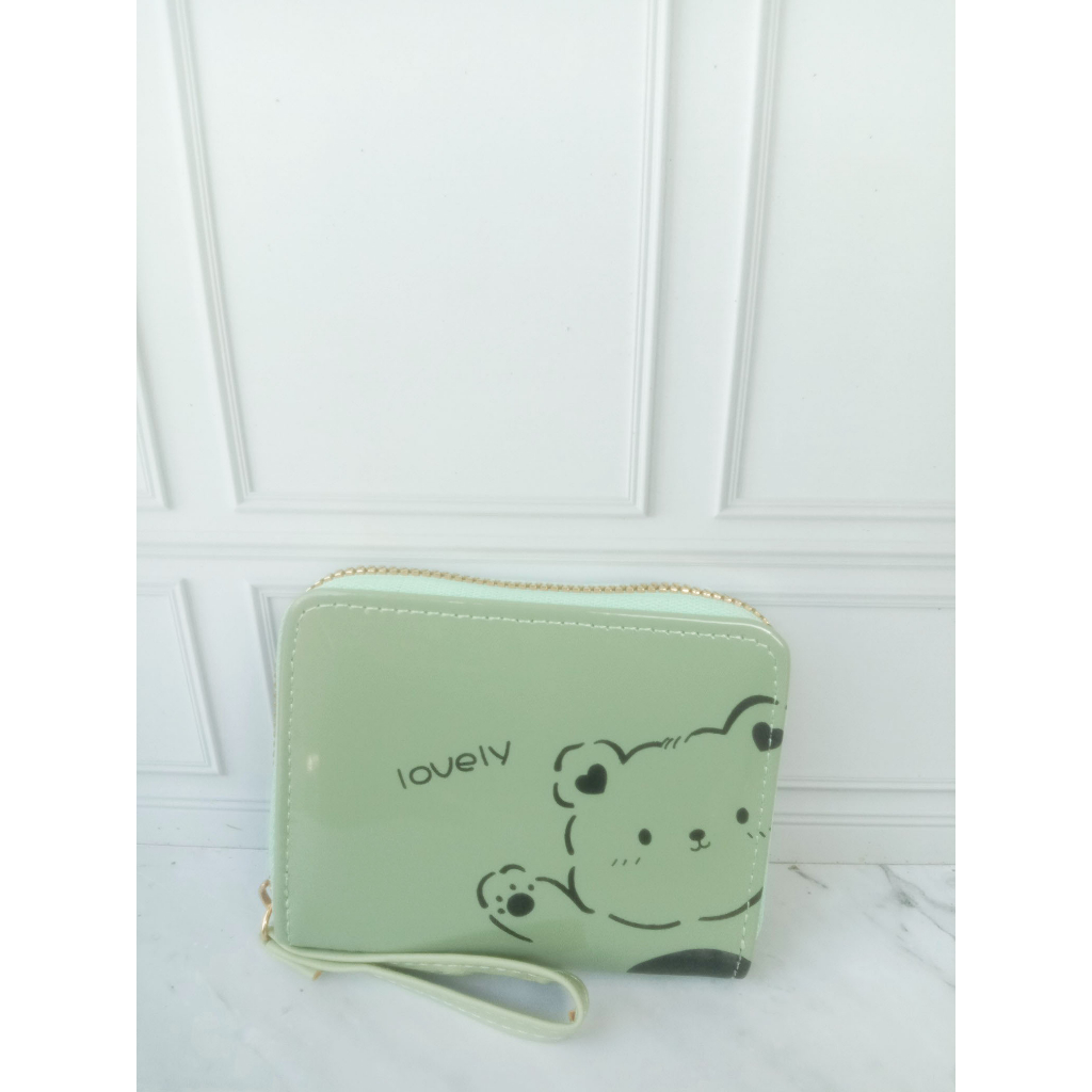 Dompet Resleting Satu Kecil Pendek Dompet Koin Bahan Kulit Sintetis #2451