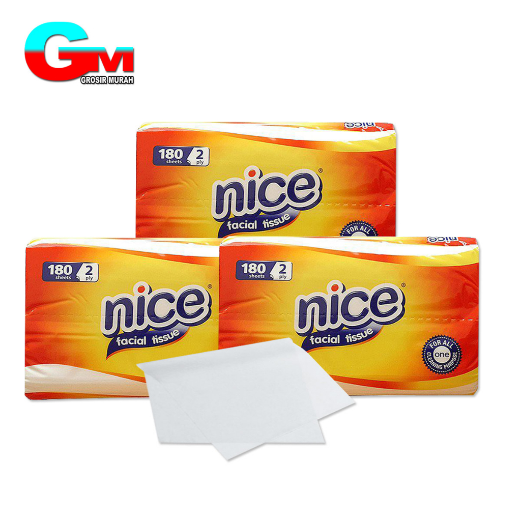 Tissue Facial 180 Sheets 2 Ply / Tisu Wajah Nice / Tsu Wajah Clean / Tissue Wajah Pascoy